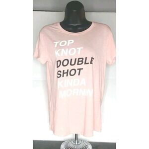 JUNIORS SIZE SMALL NWT'S LOVE‎ TRIBE PINK SALMON LONG TUNIC GRAPHIC TSHIRT